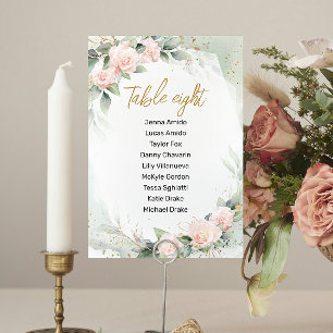 Soft Pink Flowers Communion Seating Chart Cards