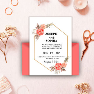 Soft Pink Flowers Elegant Romantic Invitation
