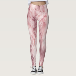 Soft Pink Fluffy Fur Texture Leggings