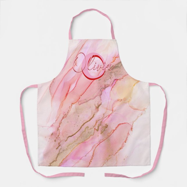 Soft Pink Fluid Alcohol Ink Apron (Front)