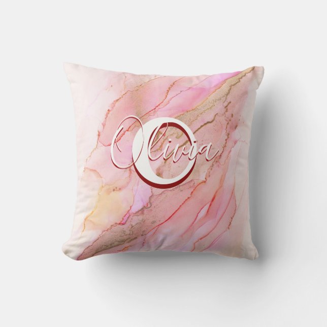 Soft Pink Fluid Alcohol Ink Cushion (Front)
