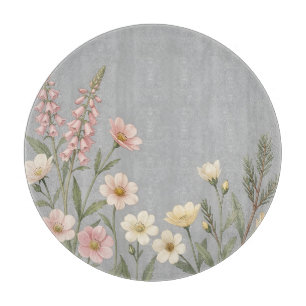 Soft Pink Foxglove Wildflower Botanical Cutting Board