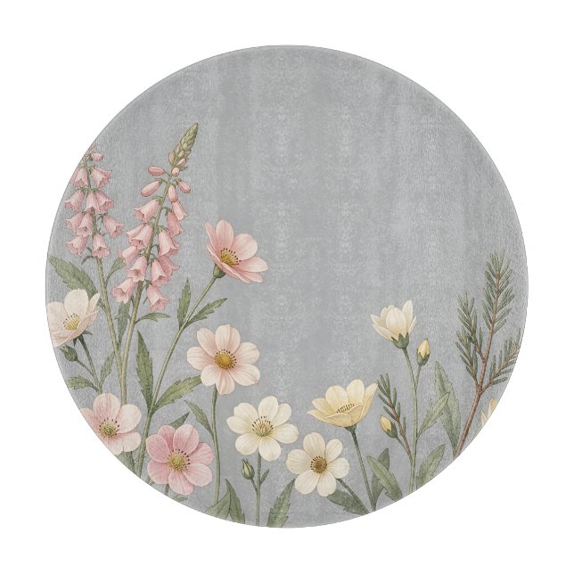 Soft Pink Foxglove Wildflower Botanical  Cutting Board (Front)