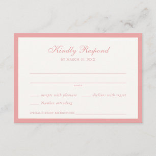 Soft Pink Frame Wedding RSVP Card
