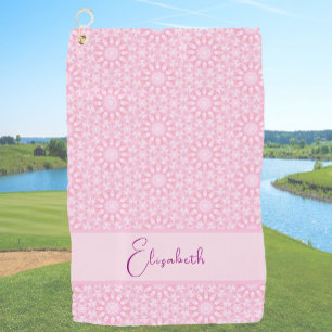 Soft Pink geometric custom name womens Golf Towel