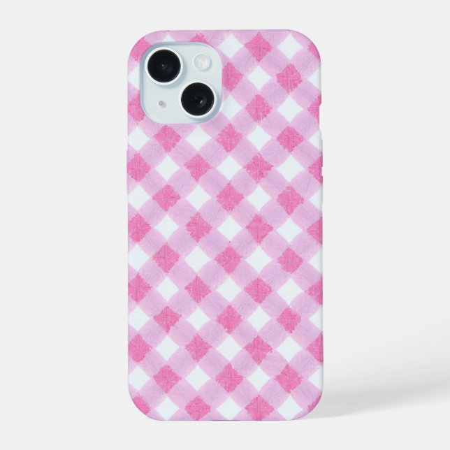 Soft Pink Gingham Check Pattern Phone Case (Back)