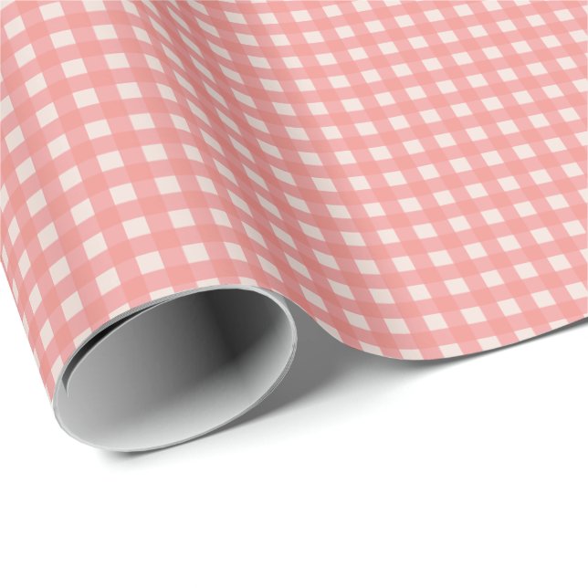 Soft pink gingham check wrapping paper (Roll Corner)