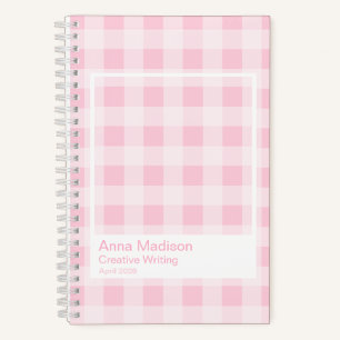 Soft Pink Gingham Transparent Frame Notebook