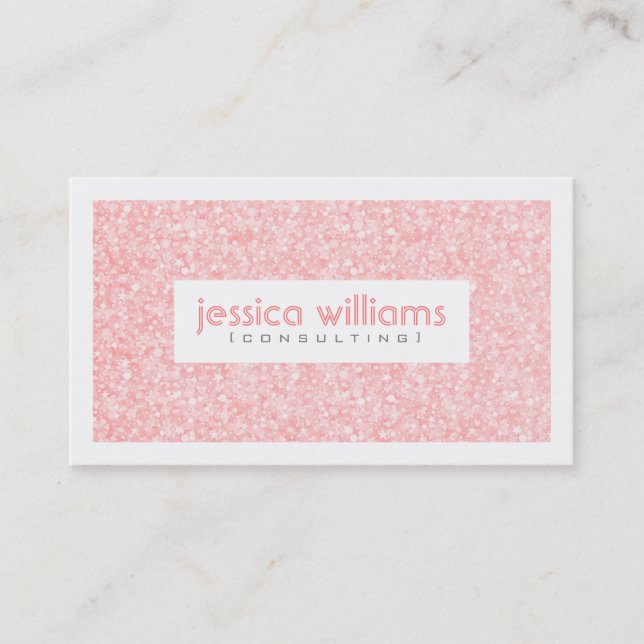 Soft Pink Glitter & Sparkles White Border Business Card (Front)