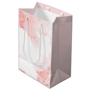 Soft Pink Glitter Watercolor Background Medium Gift Bag