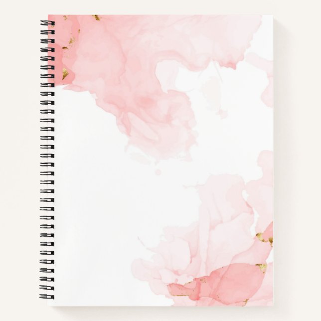 Soft Pink Glitter Watercolor Background Notebook (Front)