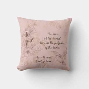 Soft Pink Gold Floral Pattern Pillow