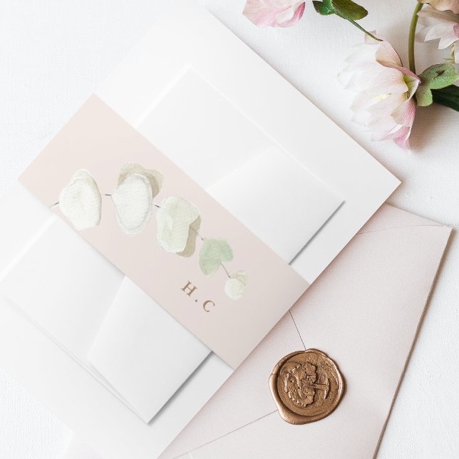 Soft Pink Grass Tropical Jungle Floral Wedding Invitation Belly Band (Creator Uploaded)