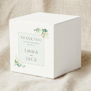Soft pink greenery names wedding favour box