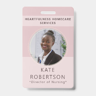 Soft Pink Healthcare Worker ID Badge