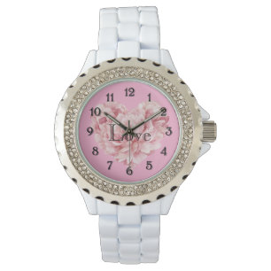 Soft Pink Heart Flower Watch