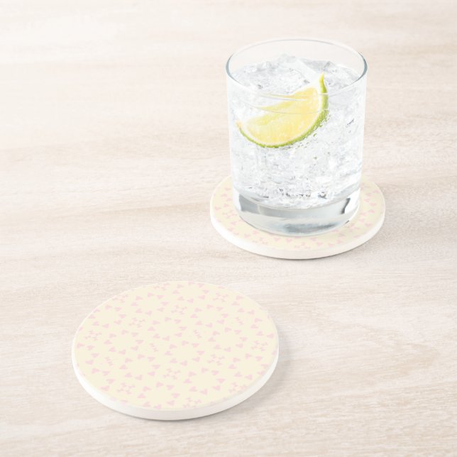 Soft Pink Heart Pattern – Cute Aesthetic Seamless  Coaster (Side)