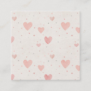Soft Pink Hearts Pattern Square Business Card