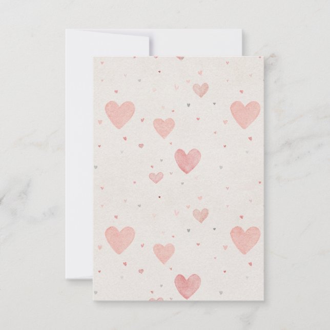 Soft Pink Hearts Pattern Thank You Card (Front)