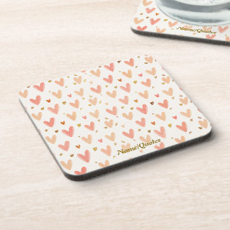Soft Pink Hearts Seamless Pattern Coaster