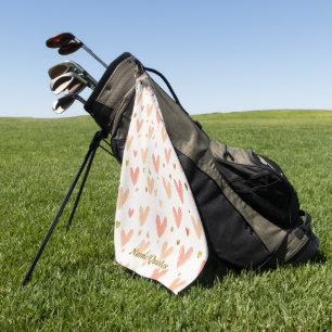 Soft Pink Hearts Seamless Pattern Golf Towel