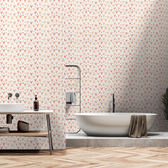 Soft Pink Hearts Seamless Pattern Wallpaper (Bathroom)