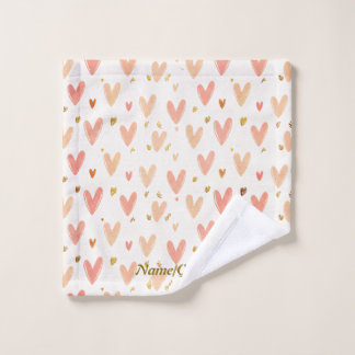 Soft Pink Hearts Seamless Pattern Wash Cloth