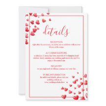 Soft Pink Hearts Wedding Details Card