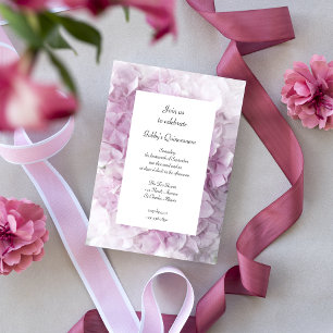 Soft Pink Hydrangea Flowers Quinceanera Party Invitation