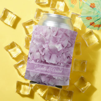 Soft Pink Hydrangea Flowers Wedding Favours Can Cooler
