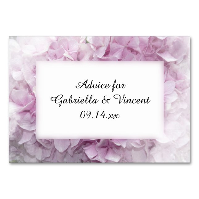 Soft Pink Hydrangea Wedding Advice Cards (Front)