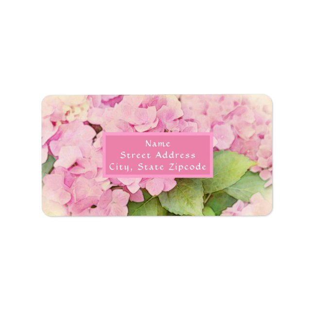 Soft Pink Hydrangeas Label (Front)