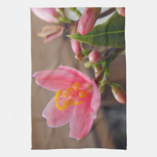 Soft Pink Jatropha Flower Tea Towel