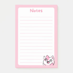 Soft Pink Kawaii Chibi Kitty Cat with Sparkling Ey Post-it Notes