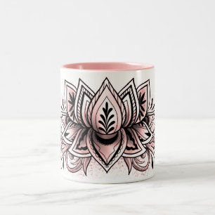 Soft Pink Lotus Mandala Tea Hot Cocoa Chocolate Two-Tone Coffee Mug