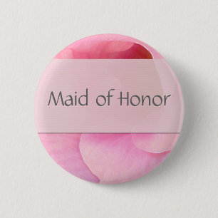 Soft pink Maid of Honour Button- Customised 6 Cm Round Badge