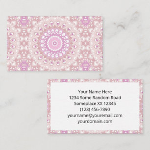 Soft Pink Mandala with Heart and Petal Motifs Business Card