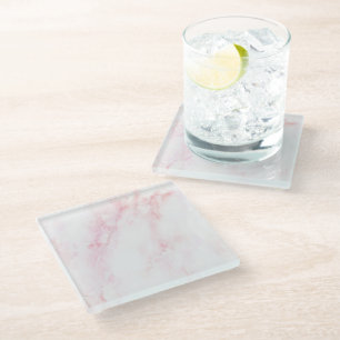 Soft Pink Marble Texture Glass Coaster