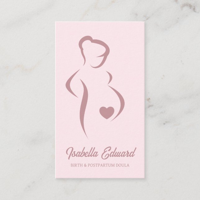 Soft Pink Maternity Doula Identity Illustration Business Card (Front)