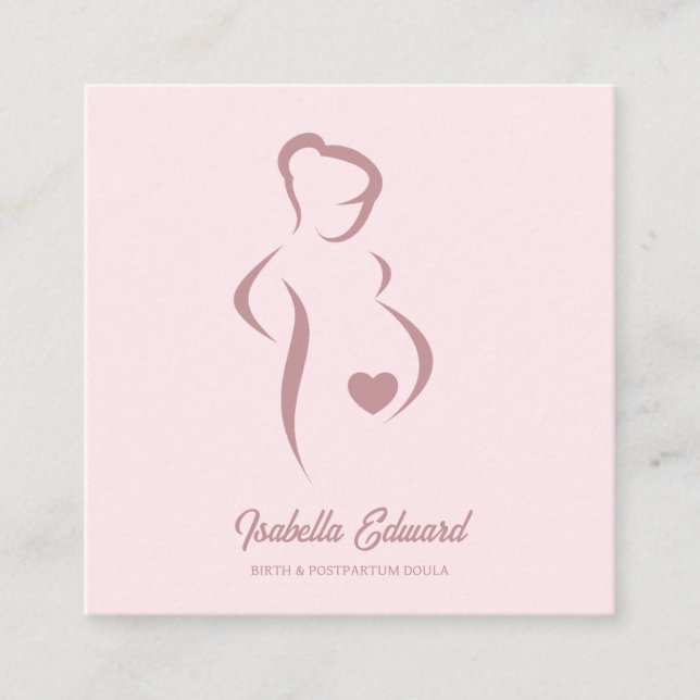Soft Pink Maternity Doula Identity Illustration Calling Card (Front)