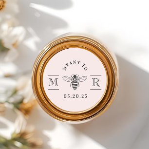 Soft Pink Meant to Bee Wedding Honey Jar Favour Classic Round Sticker