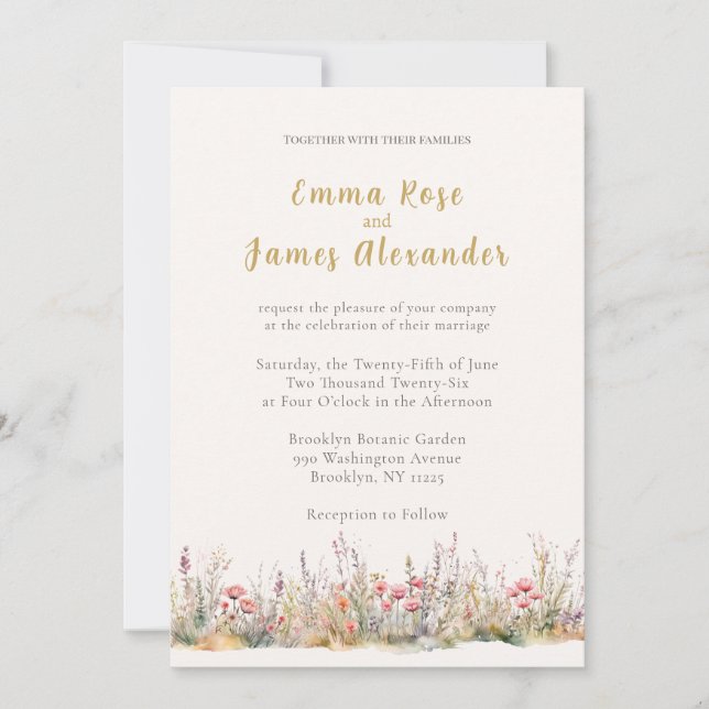 Soft Pink Minimalist Floral Wedding Invitation (Front)