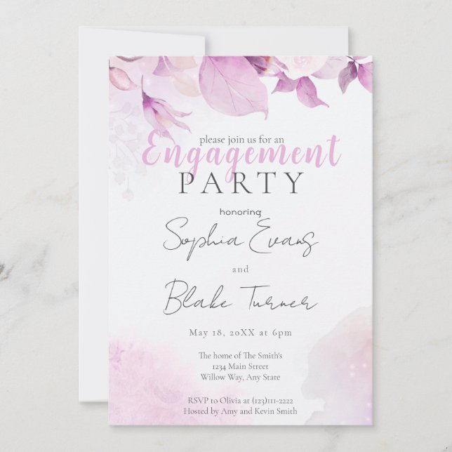 Soft Pink Modern Boho Wedding Engagement Party Invitation (Front)