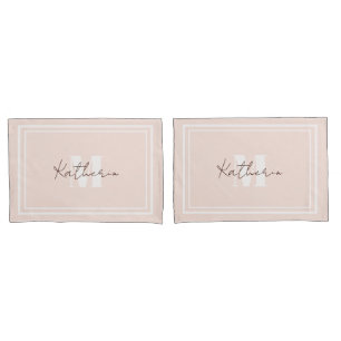 Soft Pink Monogram Pillow Case Colour F8E3DA