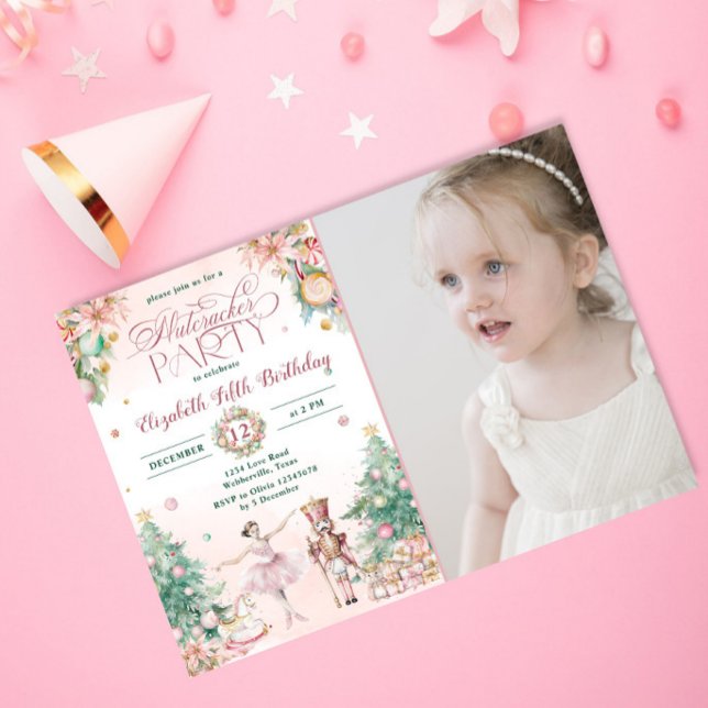 Soft Pink Nutcracker Winter Girls Birthday Party Invitation (Creator Uploaded)