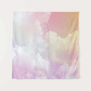 Soft Pink Orange Sky: Fluffy Tapestry