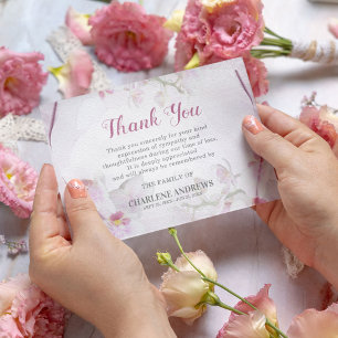 Soft Pink Orchid Funeral Sympathy Thank You Card