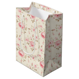 Soft Pink Painted Roses  Medium Gift Bag