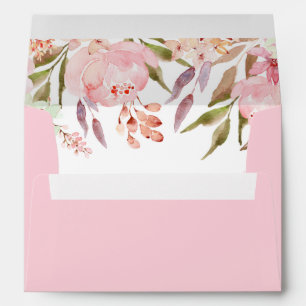 Soft Pink Palette of Peonies Wildflowers Greenery Envelope