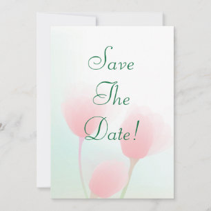 Soft Pink Pastel Tulips Wedding Save The Date Invitation